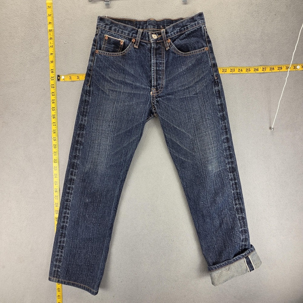 Levis 501 Jeans Womens Blue Selvedge LVC Button‎ Fly Whiskers Fits 25x26